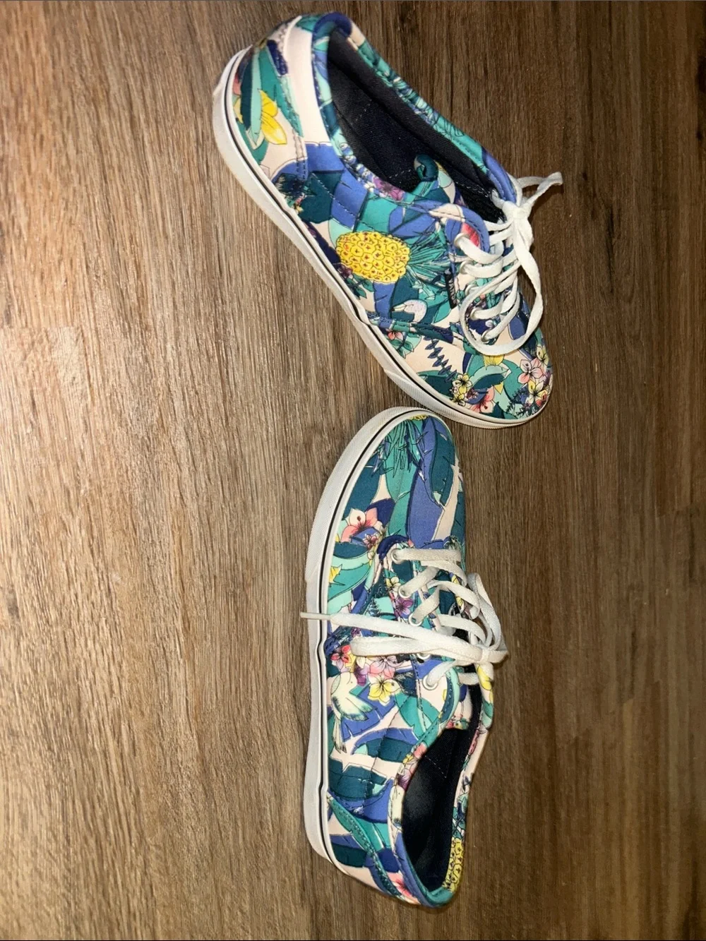 Vans Women's Floral Canvas Low-Top Sneakers - Blue, Green, Yellow